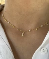 İnci ve Gökyüzü Motifli Choker Kolye I 925 Gümüş