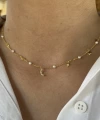 İnci ve Gökyüzü Motifli Choker Kolye I 925 Gümüş