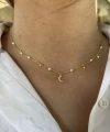 İnci ve Gökyüzü Motifli Choker Kolye I 925 Gümüş