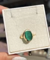 Koyu Yeşil Kedigözü Taşlı Vintage Yüzük
