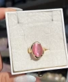 Pembe Kedigözü Taşlı Vintage Yüzük