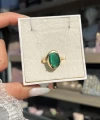 Koyu Yeşil Kedigözü Taşlı Vintage Yüzük