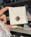 Mor Kedigözü Taşlı Vintage Yüzük