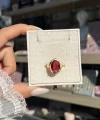 Fuşya Kedigözü Taşlı Vintage Yüzük