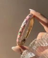Sedef Pembe Çiçekli Mineli Bilezik
