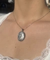 Desenli Kapak Fotoğraflı Oval Kolye