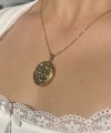 Çift Fotoğraflı Desenli Yuvarlak Kapaklı Kolye