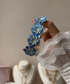 Mavi Çiçek Motifli Kelepçe Bileklik