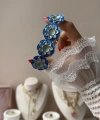Mavi Çiçek Motifli Kelepçe Bileklik
