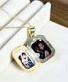 Yazılı Köşeli Fotoğraflı Kolye