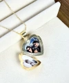 Desenli Kapaklı Fotoğraflı Kalp Kolye