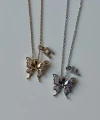 Harf Charmlı Buz Pembesi Kelebek Kolye