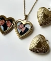 Desenli Kalp Fotoğraflı Kapaklı Kolye ( 1.8 cm )