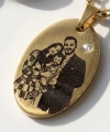 Arkası Yazılı ve Çizim Fotoğraflı Kolye