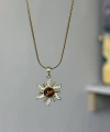 Taşlı Kehribar Güneşi Kolye