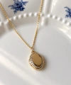 Taş Desenli Kapak Oval Fotoğraflı Kolye (1,6 cm)
