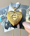 Kapakta Harfli Kalp Fotoğraflı Kolye (2,1 cm)