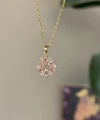 Taşlı Lotus Çiçek Kolye