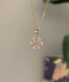 Taşlı Lotus Çiçek Kolye