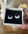 Beyaz Akik Taşlı Vintage Küpe I Çelik