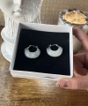 Beyaz Akik Taşlı Vintage Küpe I Çelik