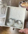 Beyaz Akik Taşlı Vintage Küpe I Çelik
