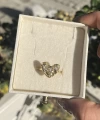 Beyaz Taşlı Kalp Vintage Yüzük I Ham Pirinç