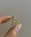 Beyaz Taşlı Kalp Vintage Yüzük I Ham Pirinç