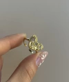 Beyaz Taşlı Kalp Vintage Yüzük I Ham Pirinç