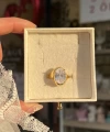 Beyaz Taşlı Vintage Yüzük I 14 Altın Kaplama