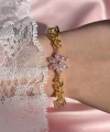 Pembe Prenses Çiçekli Kalp ve Vintage Objeli Bileklik