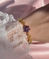 Mor Prenses Çiçekli Kalp ve Vintage Objeli Bileklik