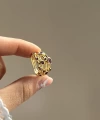 Bordo Taşlı Vintage Yüzük I 14 Altın Kaplama