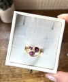 Bordo Taşlı Vintage Yüzük I 14 Altın Kaplama