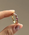 Bordo Taşlı Vintage Yüzük I 14 Altın Kaplama