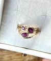 Bordo Taşlı Vintage Yüzük I 14 Altın Kaplama