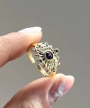 Bordo Taşlı Vintage Yüzük I 14 Altın Kaplama
