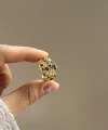 Bordo Taşlı Vintage Yüzük I 14 Altın Kaplama