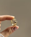 Bordo Taşlı Vintage Yüzük I 14 Altın Kaplama