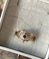 Bordo Taşlı Vintage Yüzük I 14 Altın Kaplama
