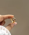 Bordo Taşlı Vintage Yüzük I 14 Altın Kaplama