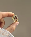 Bordo Taşlı Vintage Yüzük I 14 Altın Kaplama