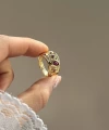 Bordo Taşlı Vintage Yüzük I 14 Altın Kaplama