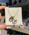Çiçek Desenli Mineli Oval Fotoğraflı Kolye