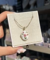 Çiçek Desenli Mineli Oval Fotoğraflı Kolye