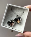 Çift Fotoğraflı İşlemeli Kapaklı Kalp Kolye | Çelik (1.7 cm)
