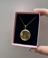 Çift Fotoğraflı Yuvarlak Kapaklı Altın Kolye (2 cm)