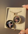 Çift Fotoğraflı Yuvarlak Kapaklı Altın Kolye (2 cm)