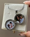 Çift Fotoğraflı Yuvarlak Kapaklı Kolye (2 cm)