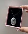 Fotoğraf ve Yazılı Oval Kapaklı Kolye (2,3 cm)